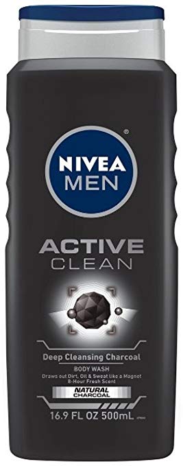 NIVEA FOR MEN Body Wash Active Clean 16.9 oz (Pack of 12)